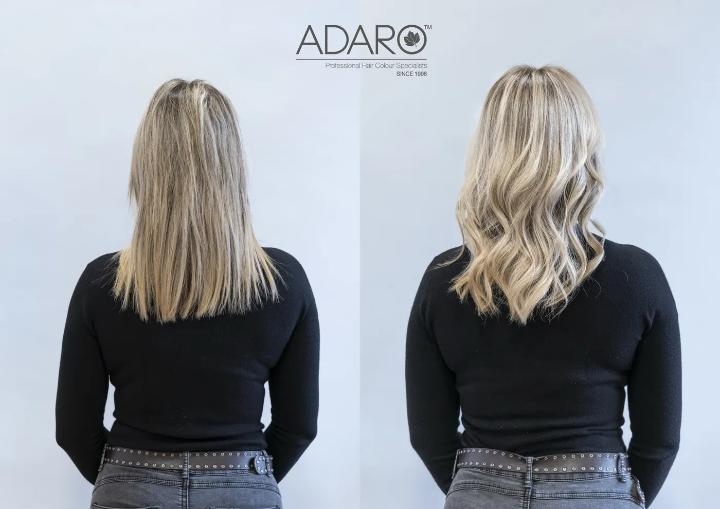 Blonde hair, before and after